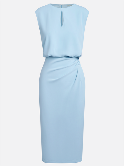 Vestido Midi Mujer Elegante Con Drapeado – Estilo Sofisticado Moderno