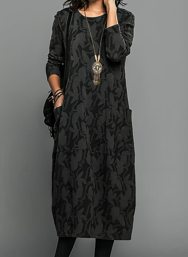 Vestido Midi Mujer Manga Larga Invierno – Diseño Elegante y Cómodo
