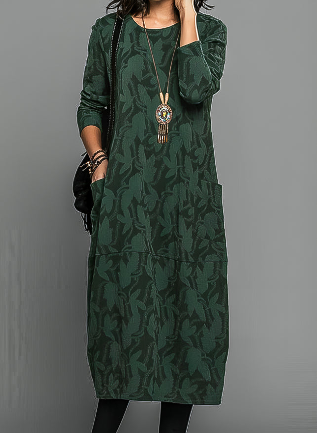 Vestido Midi Mujer Manga Larga Invierno – Diseño Elegante y Cómodo