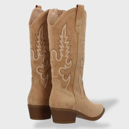 Botas Ortopédicas Cowboy Bordado Ante Mujer