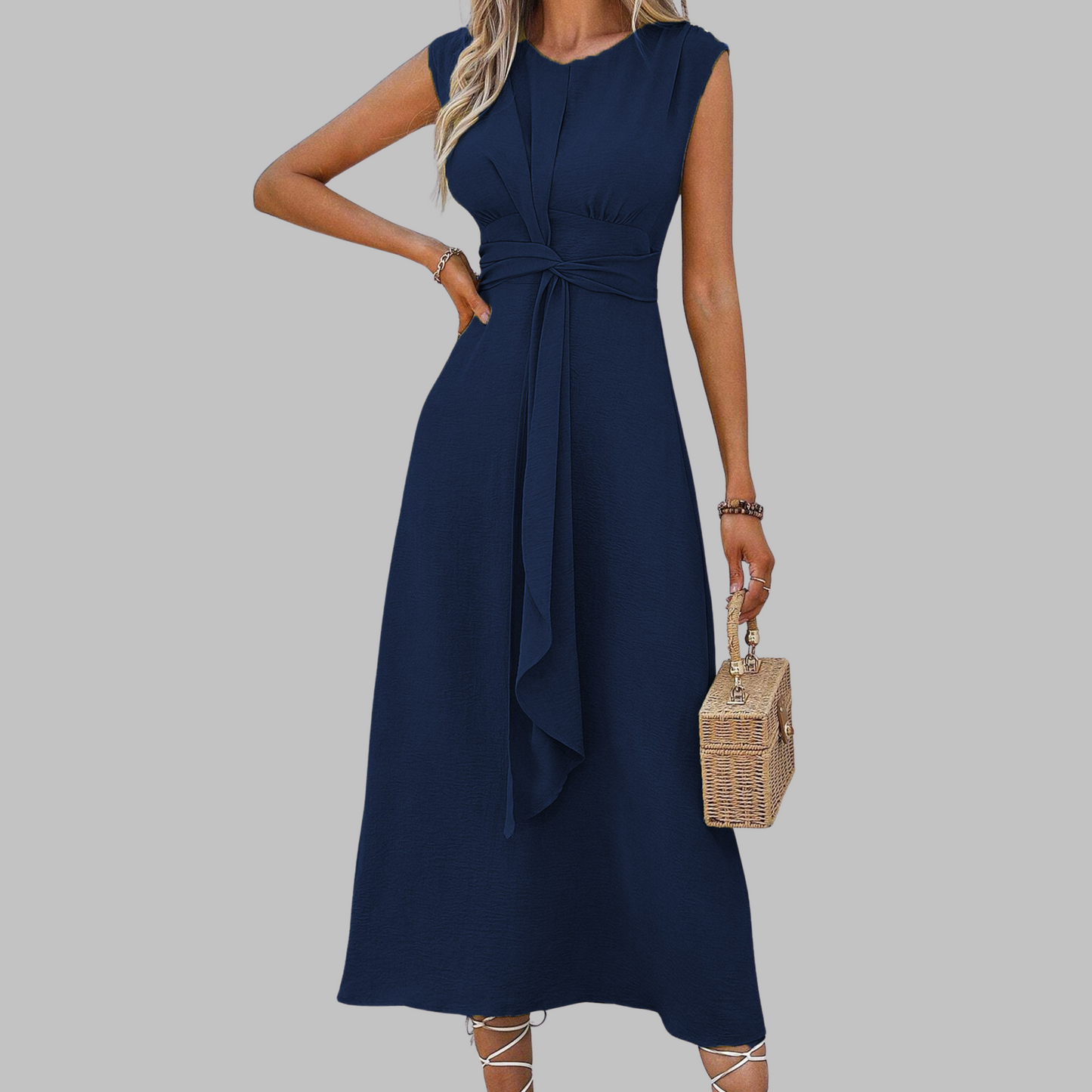 Zanira | Vestido maxi elegante con cuello redondo y sin mangas