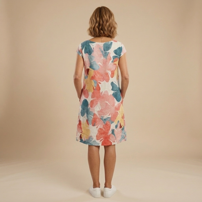 Túnica floral mujer manga corta con bolsillos – estilo casual cómodo verano