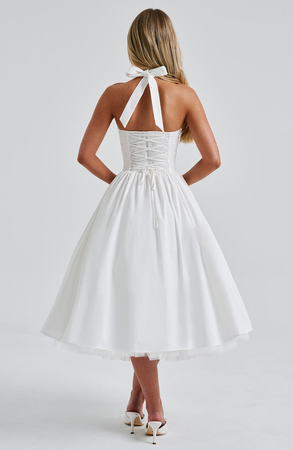 Lúa | Vestido midi halter para mujer para eventos