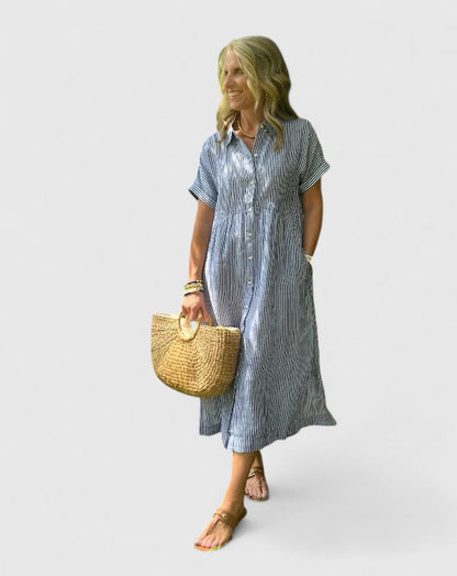 Vestido Camisero Mujer Rayas – Estilo Casual Cómodo y Elegante