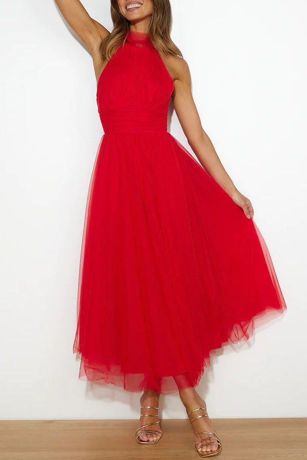 Demetrio | Vestido largo sin mangas con escote halter | Maxi