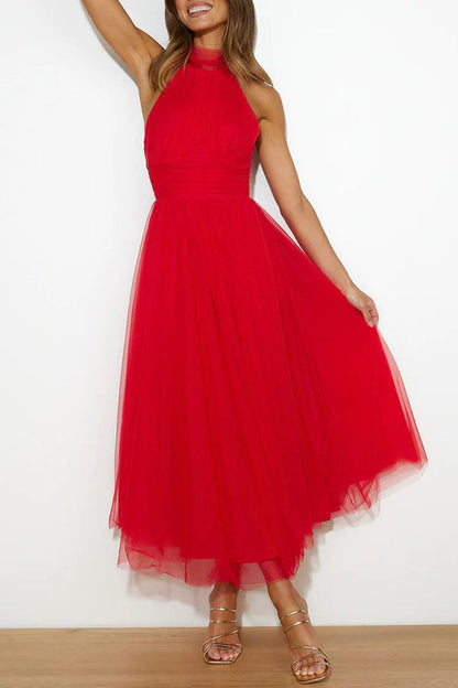 Demetrio | Vestido largo sin mangas con escote halter | Maxi