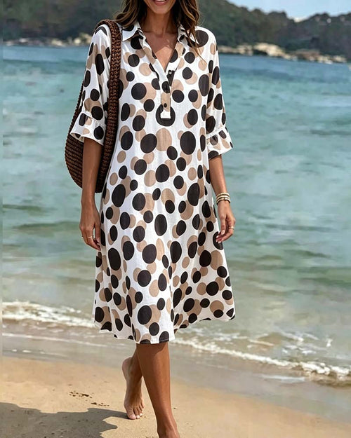 Vestido para mujer con estampado de lunares y mangas con volantes