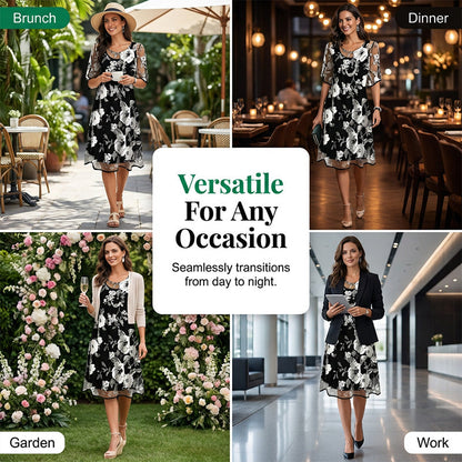 Vestido de Chiffon Floral – Corte Fluido Elegante de Noche