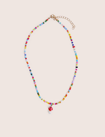 Collar de seta con cuentas multicolores