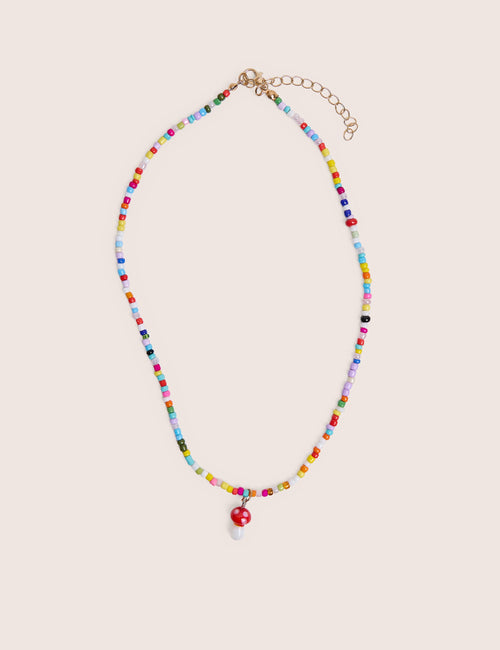 Collar de seta con cuentas multicolores