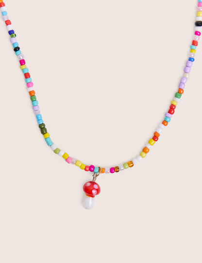 Collar de seta con cuentas multicolores