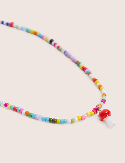 Collar de seta con cuentas multicolores