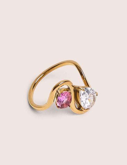 Anillo de oro con dos gemas