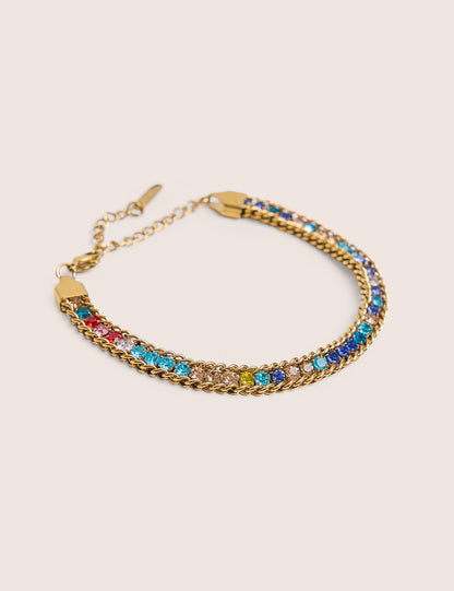 Pulsera de diamantes multicolores