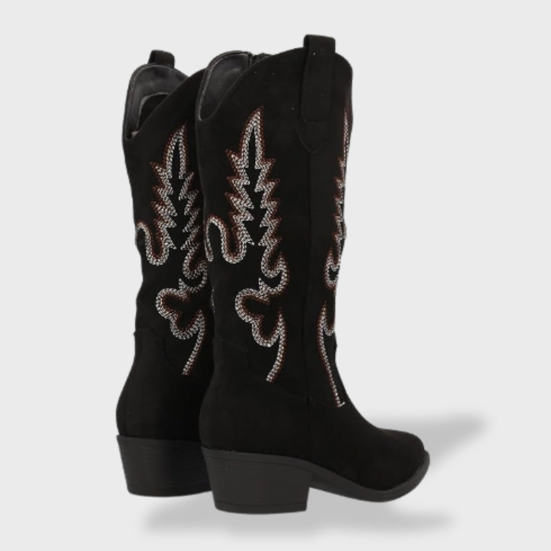 Botas Ortopédicas Cowboy Bordado Ante Mujer