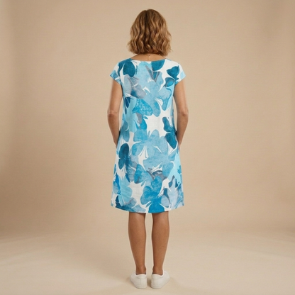 Túnica floral mujer manga corta con bolsillos – estilo casual cómodo verano