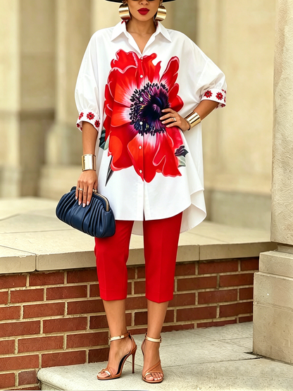 Conjunto Mujer Dos Piezas Estampado Floral – Estilo Elegante Moderno