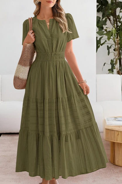 Milagros | Vestido boho con cintura fruncida y manga corta
