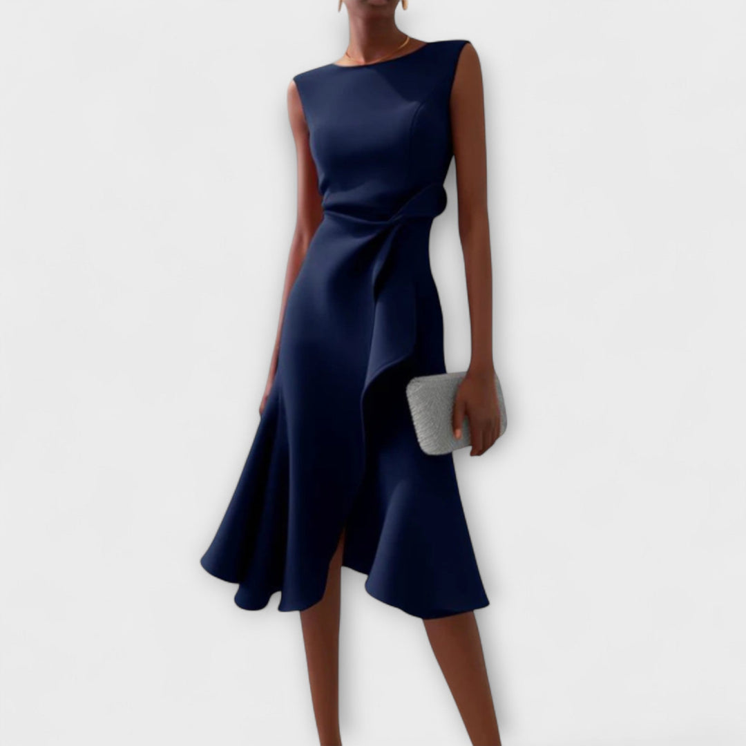 Waira | Vestido midi sin mangas con pliegues