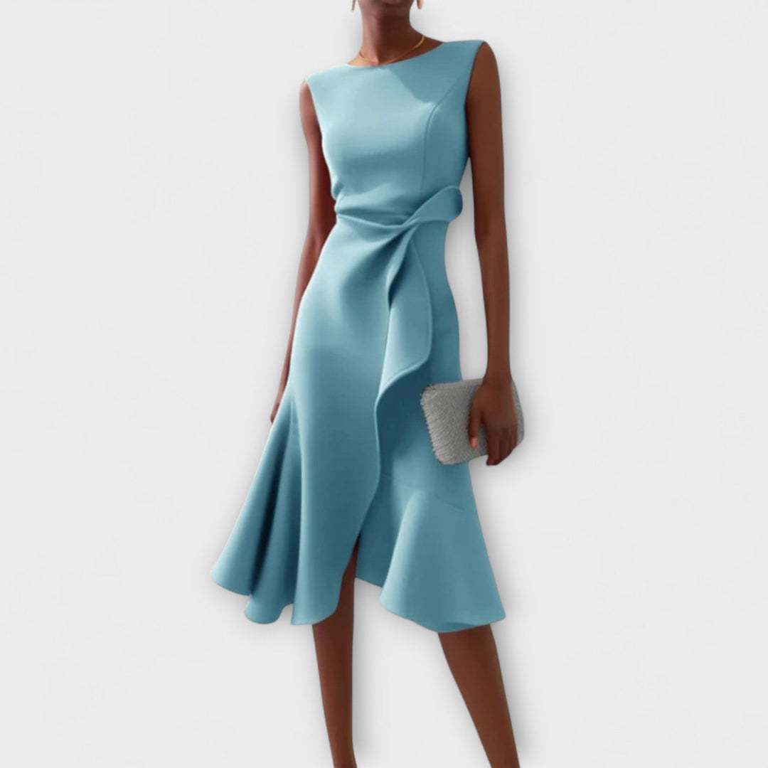 Waira | Vestido midi sin mangas con pliegues