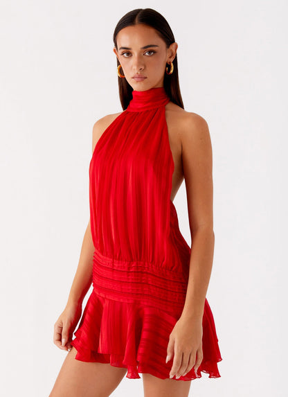 Severina | Vestido Mini Elegante para Mujer con Cuello Halter