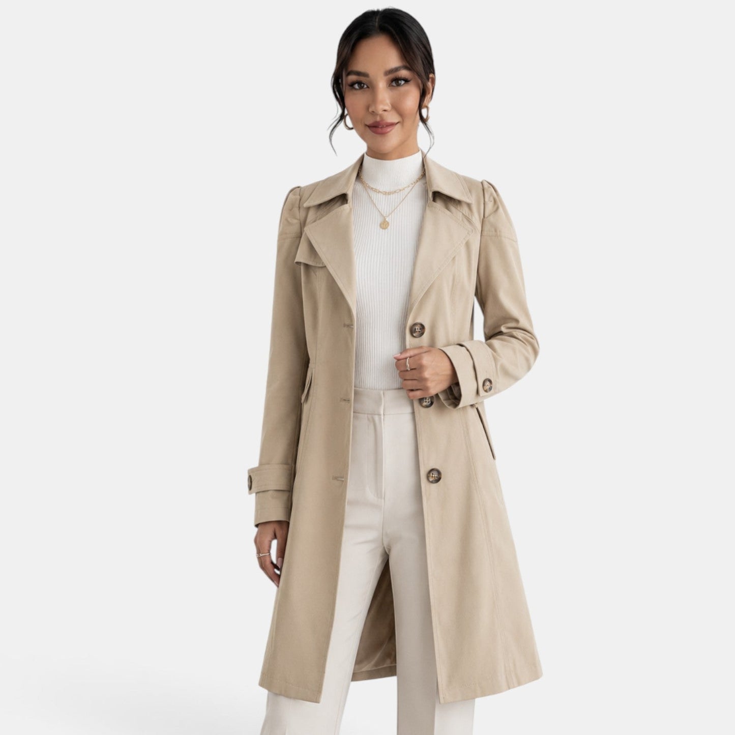 Abrigo de gabardina elegante para mujer