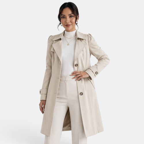 Abrigo de gabardina elegante para mujer