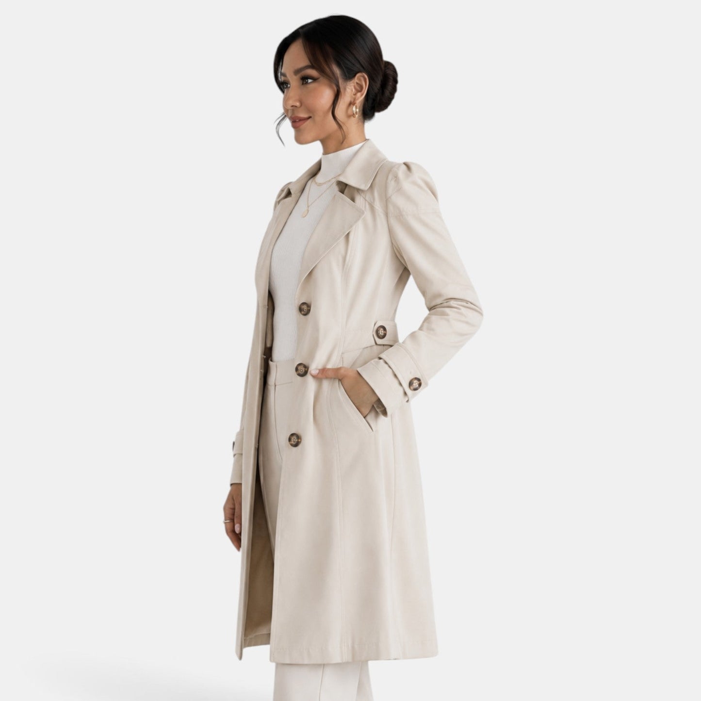 Abrigo de gabardina elegante para mujer
