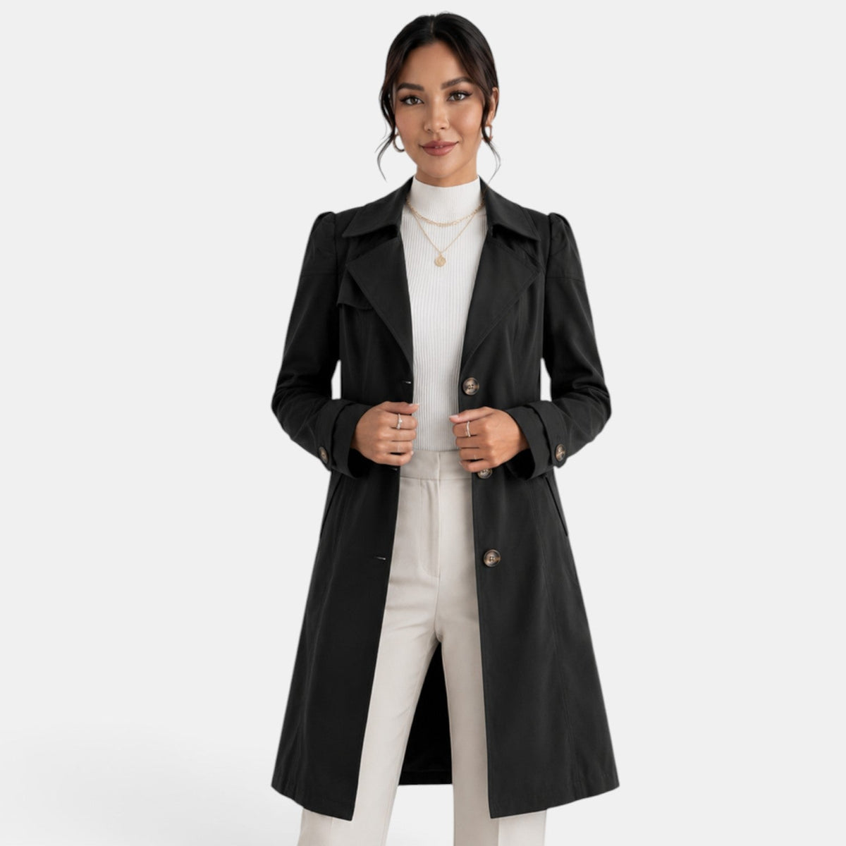 Abrigo de gabardina elegante para mujer