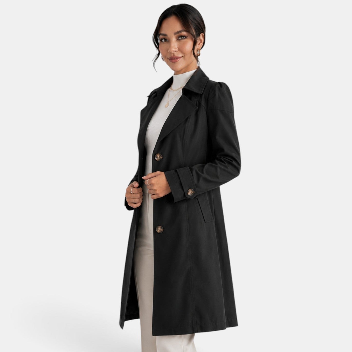 Abrigo de gabardina elegante para mujer