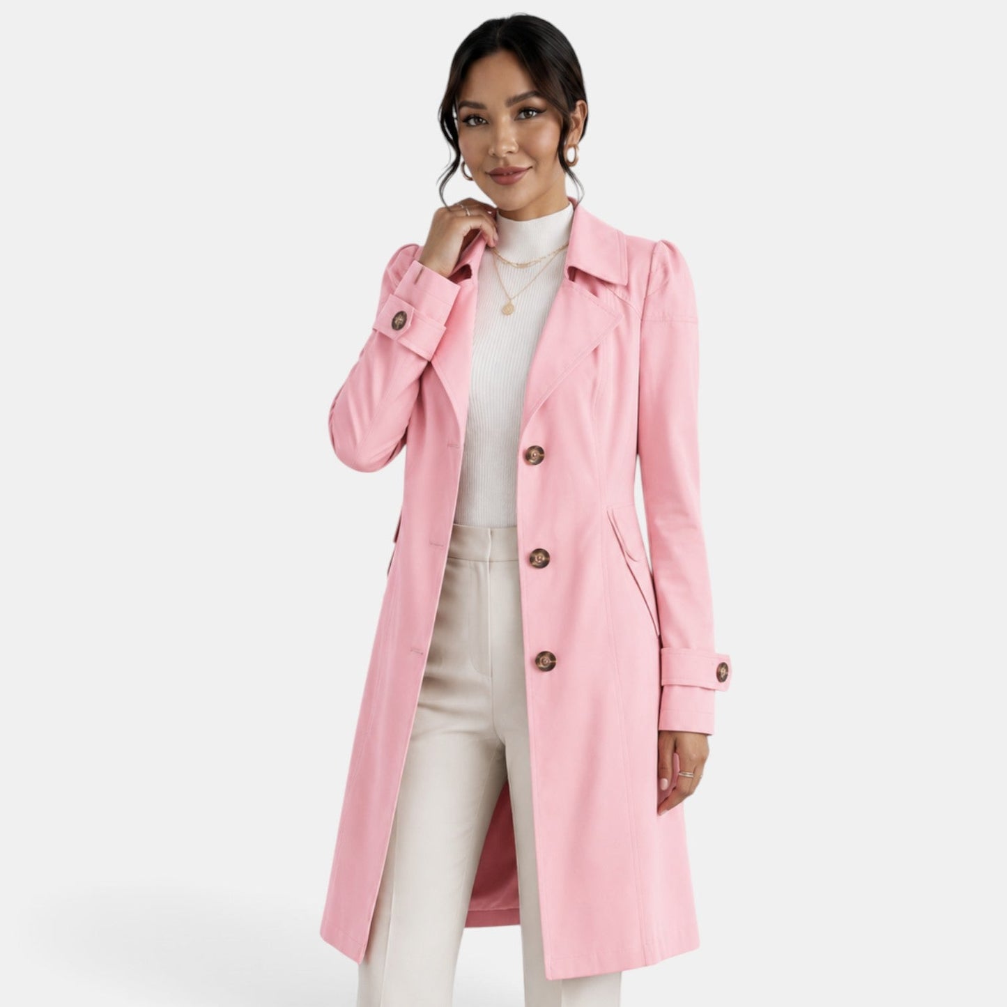 Abrigo de gabardina elegante para mujer