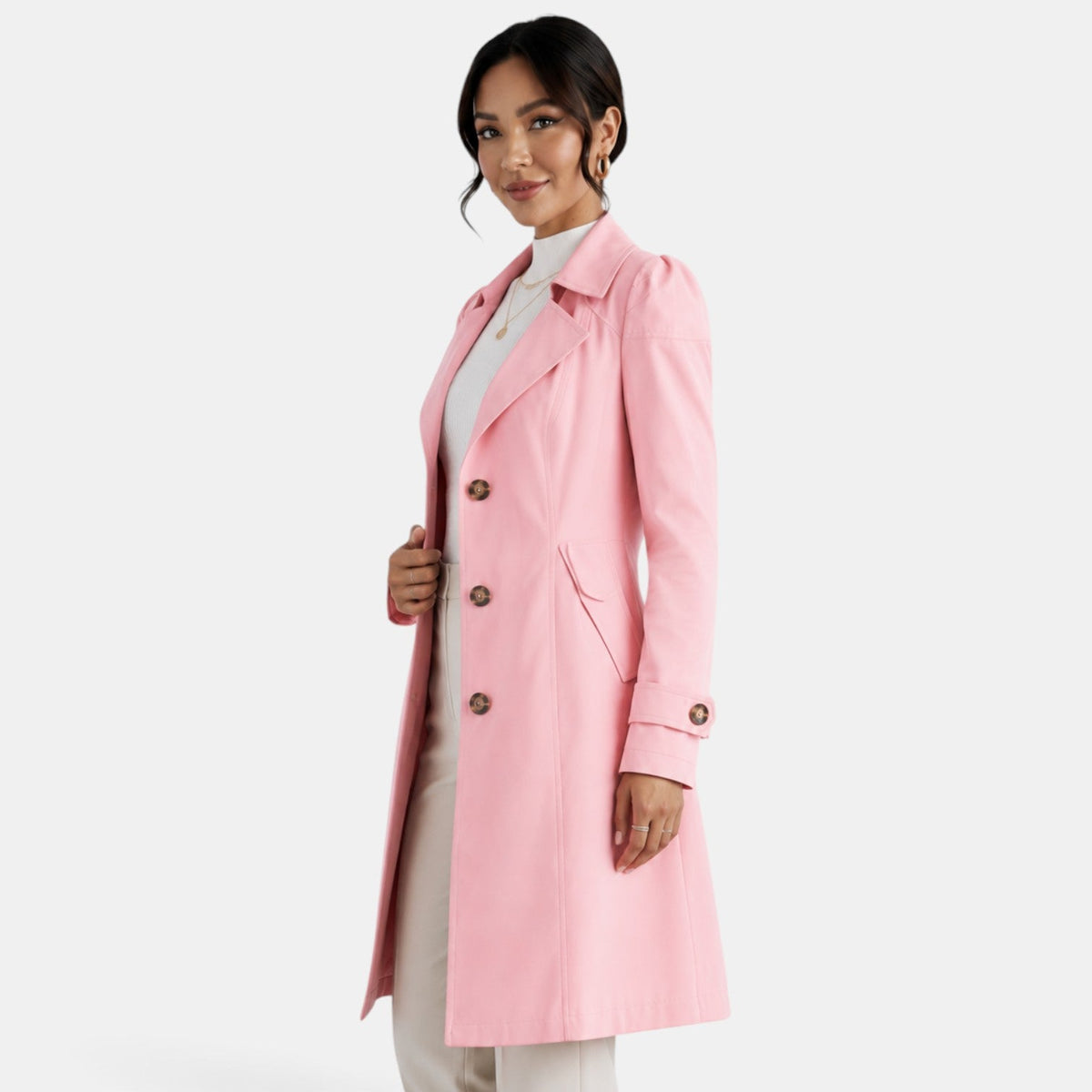 Abrigo de gabardina elegante para mujer