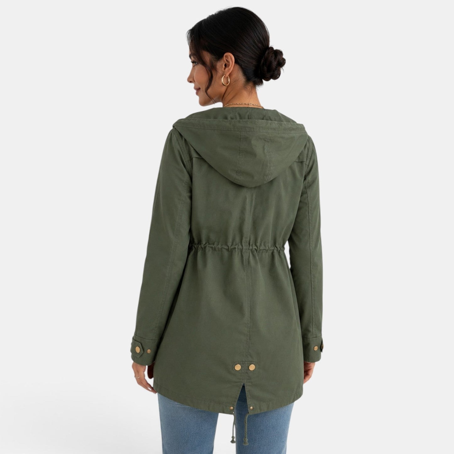 Gabardina de algodón con capucha para mujer