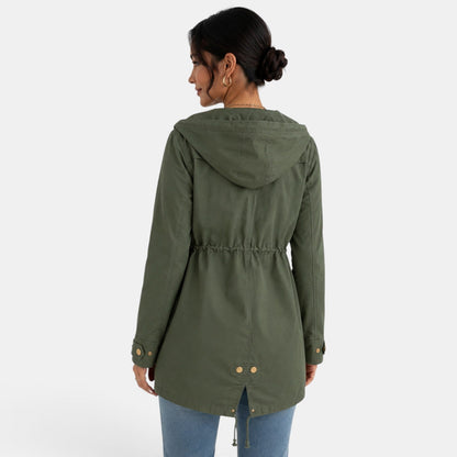 Gabardina de algodón con capucha para mujer