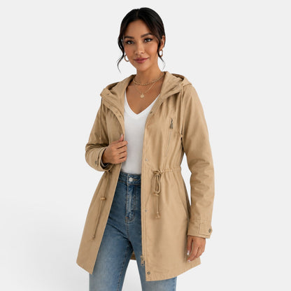 Gabardina de algodón con capucha para mujer