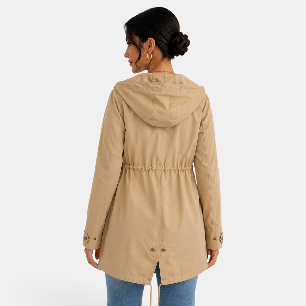 Gabardina de algodón con capucha para mujer