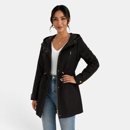 Gabardina de algodón con capucha para mujer
