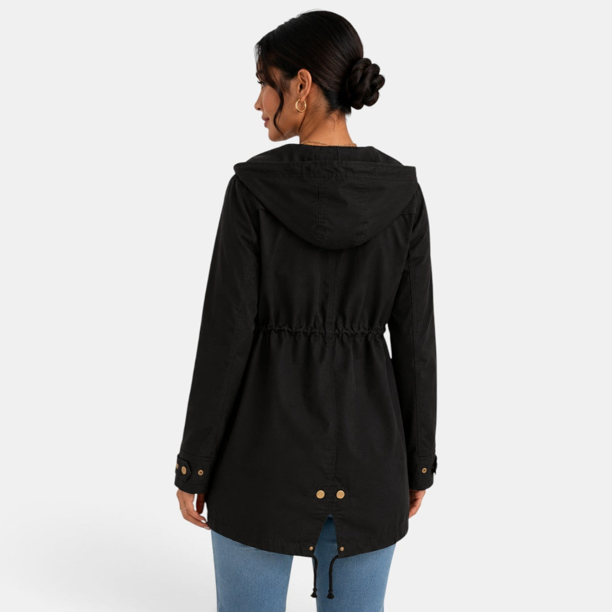 Gabardina de algodón con capucha para mujer