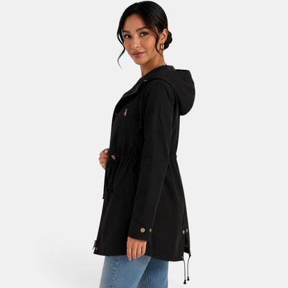Gabardina de algodón con capucha para mujer
