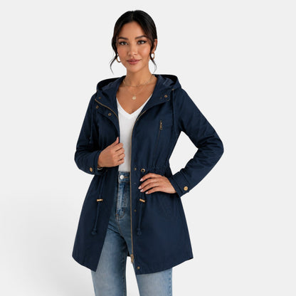 Gabardina de algodón con capucha para mujer