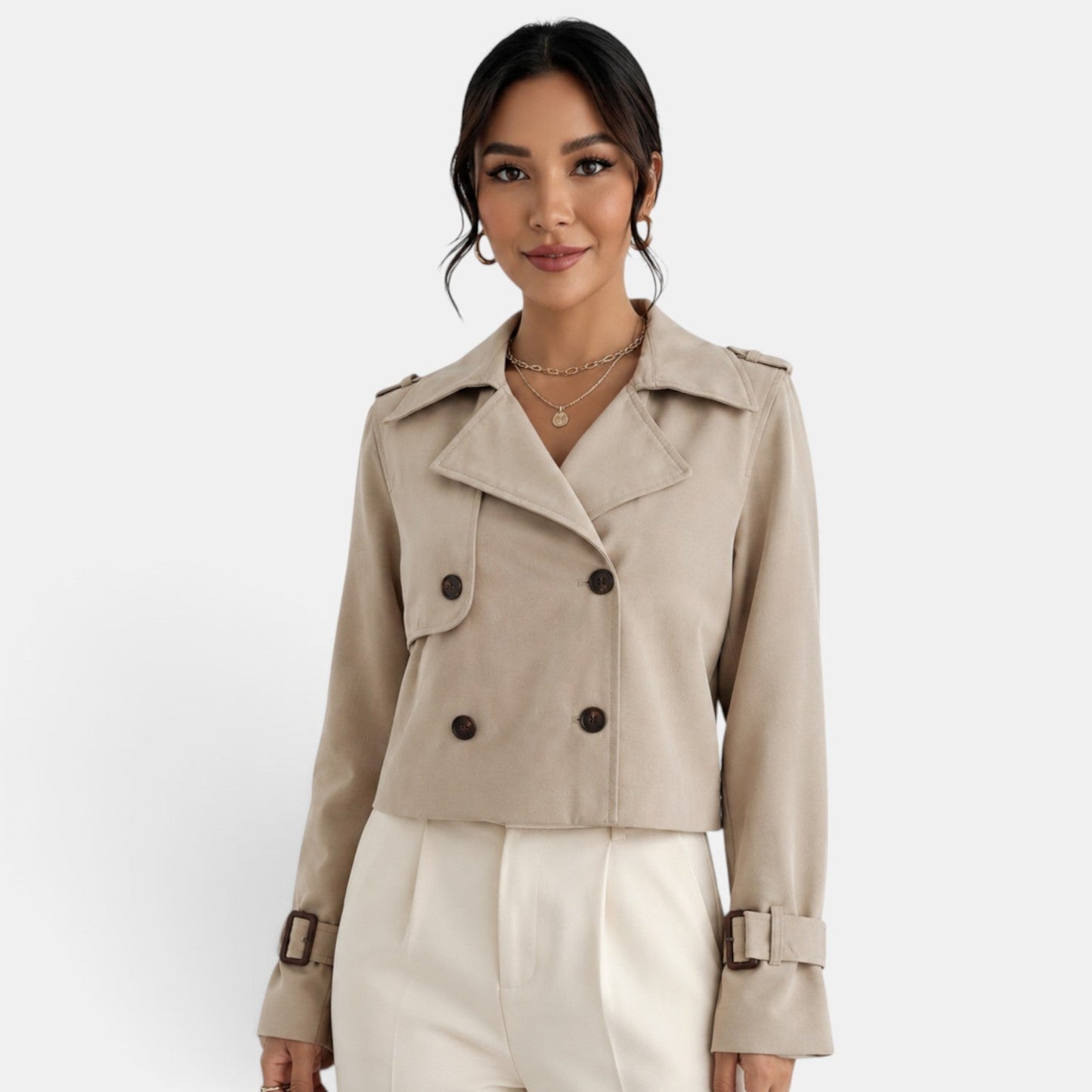 Gabardina corta elegante para mujer