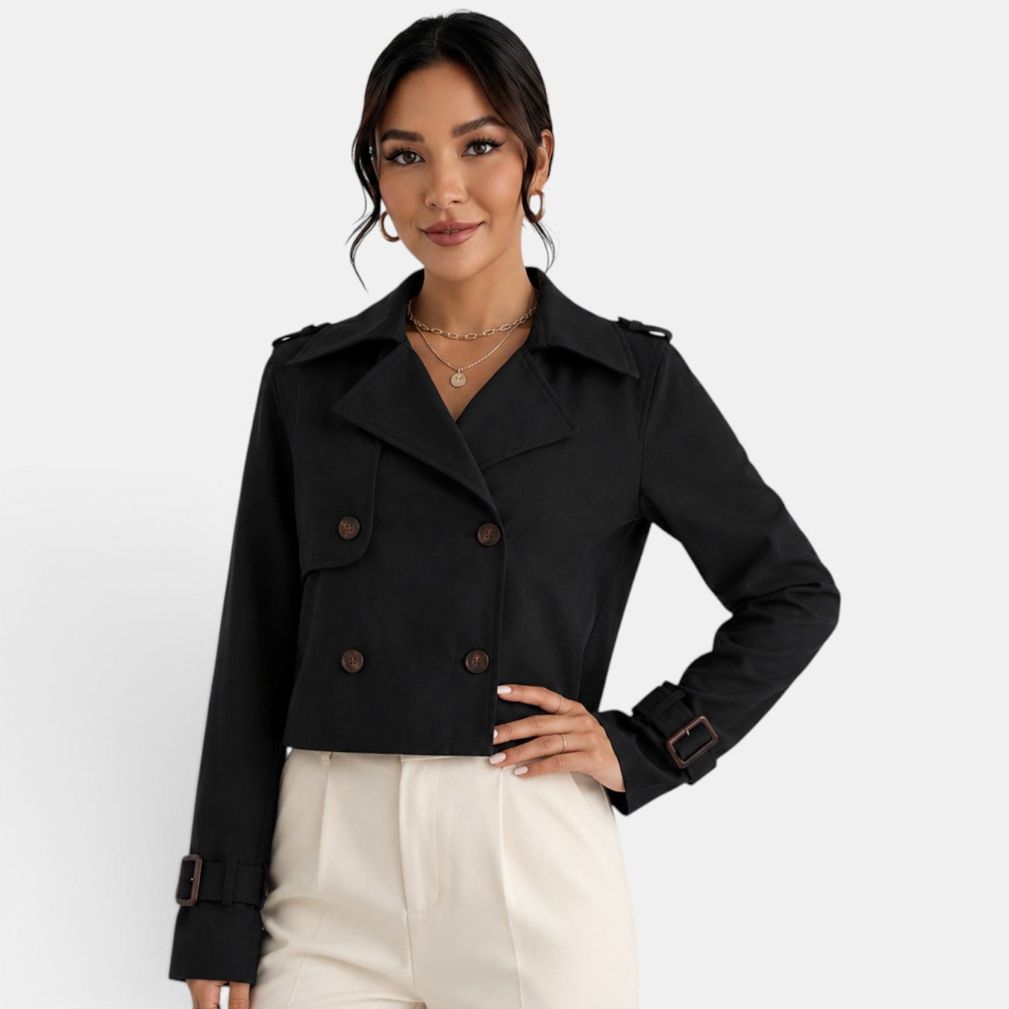 Gabardina corta elegante para mujer