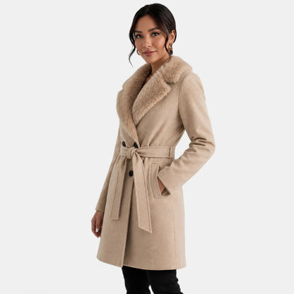 Abrigo beige con efecto lana
