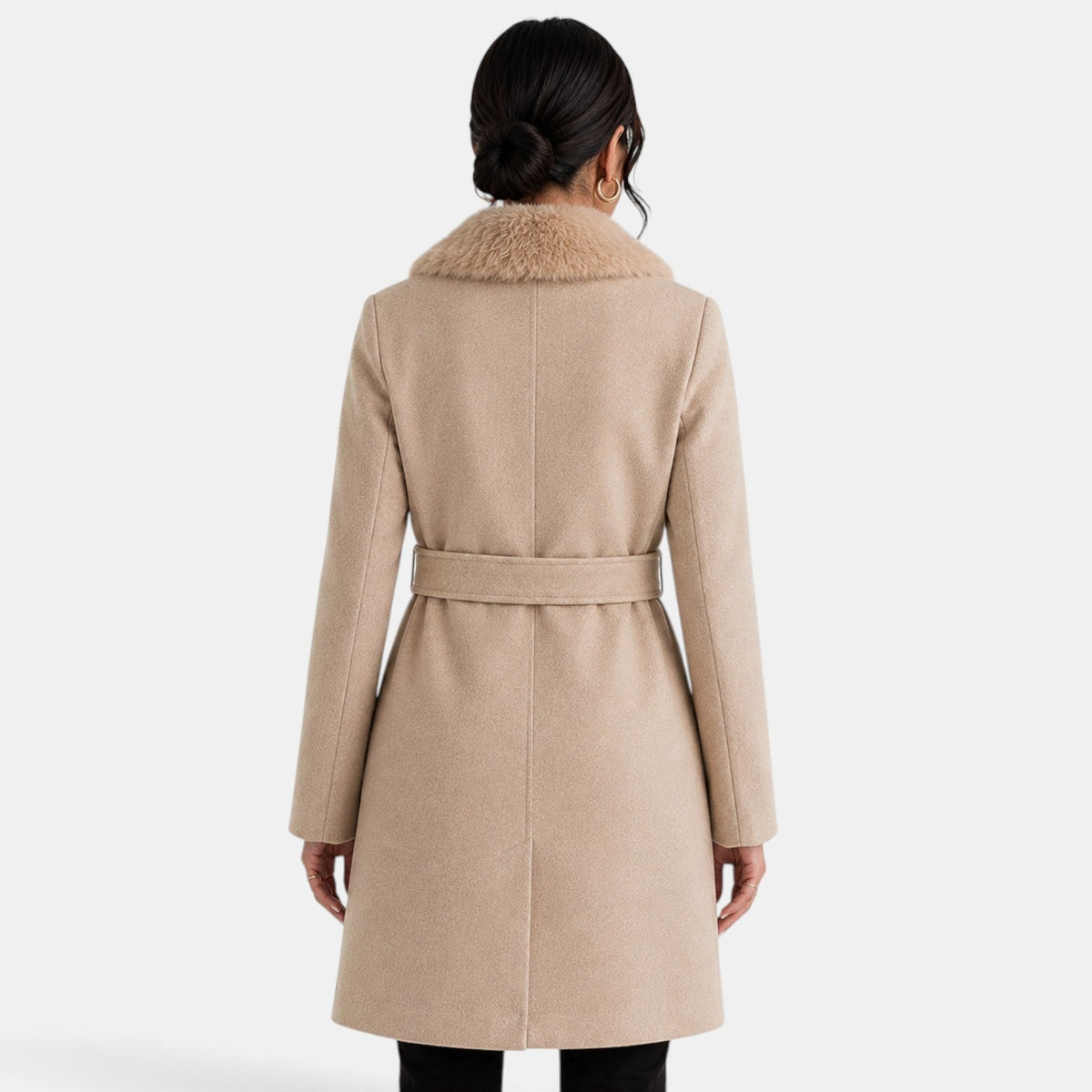 Abrigo beige con efecto lana