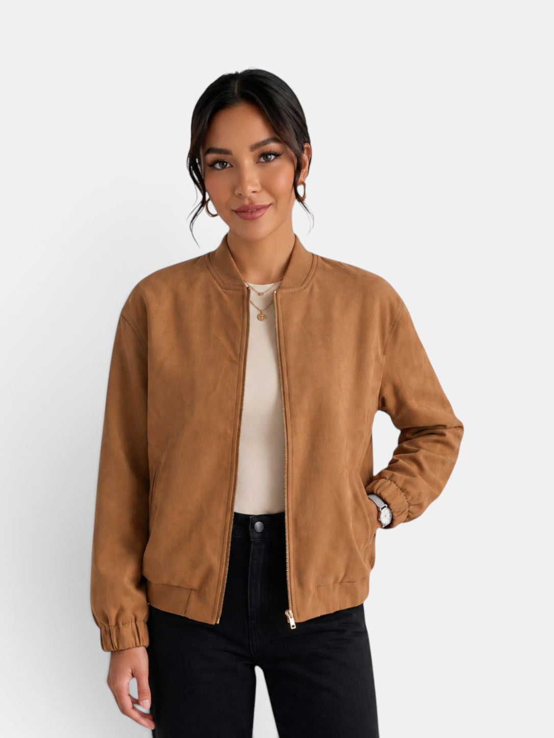 Chaqueta moderna oversize de cuero sintético para mujer