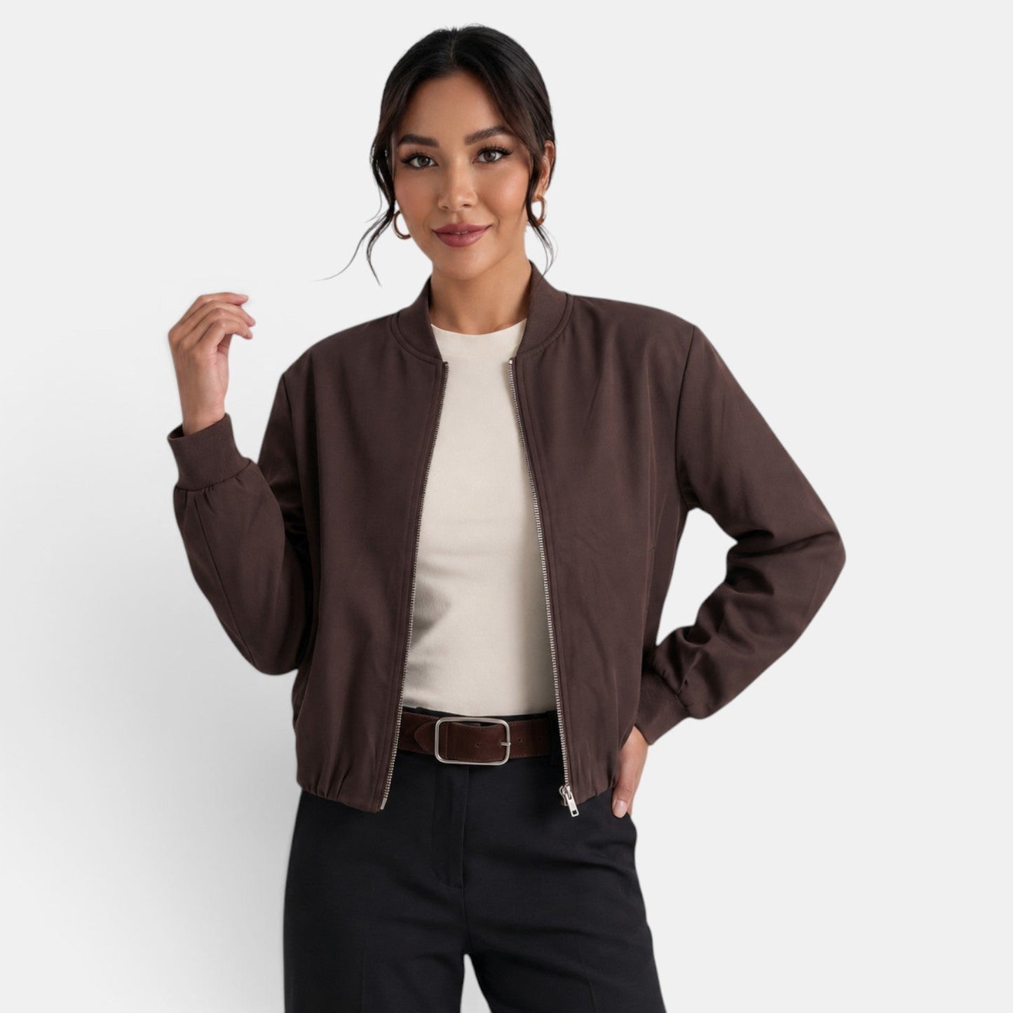 Chaqueta corta de transición para mujer de manga larga