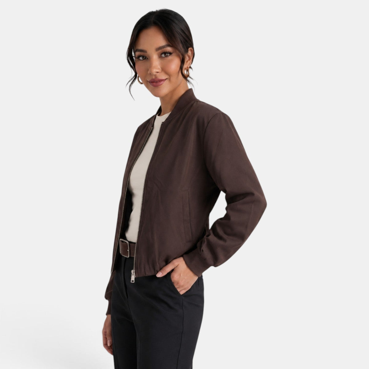 Chaqueta corta de transición para mujer de manga larga