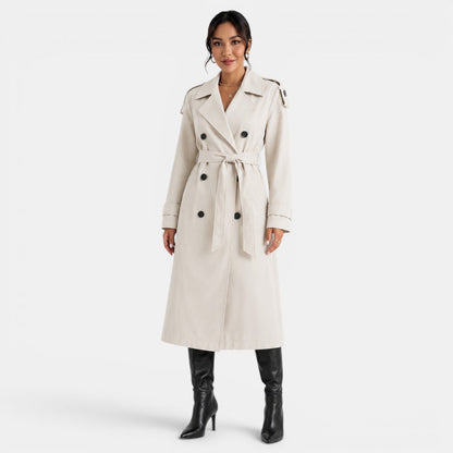 Gabardina elegante con cinturón para mujer