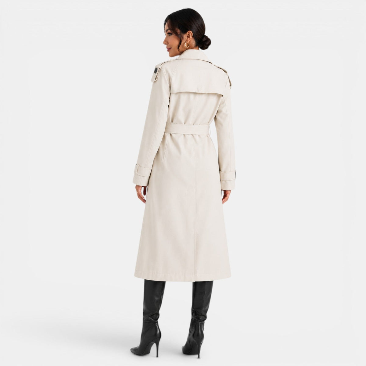 Gabardina elegante con cinturón para mujer