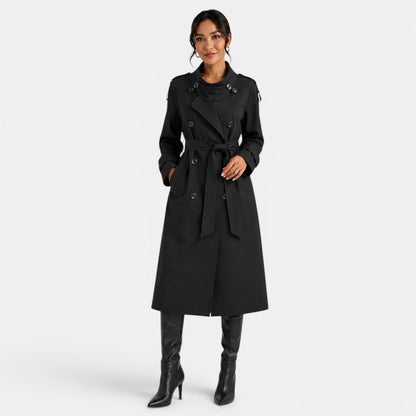 Gabardina elegante con cinturón para mujer